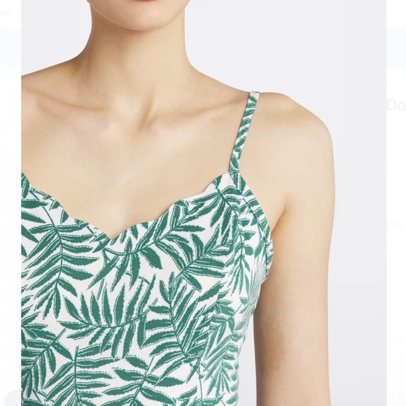 Green White Tree Branch Beatriz Scallop Short Dress 41 Hawthorne Large - Picture 4 of 5